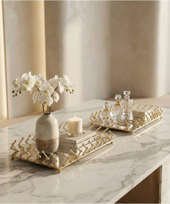 ZEYVE RECTANGULAR TRAY WITH BALL BEARING, SET OF 2, 32x22-37x27cm.